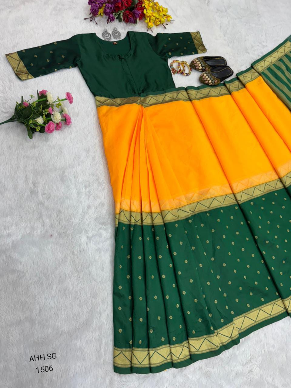 Ready-to-Wear Dual Tone Mysore Silk Saree